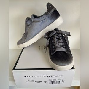 White House Black Market Smoked Pearl Aspen Velvet Sneaker, Size 8 with Box